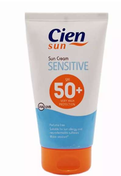 ضد آفتاب بدون رنگ spf50 سین Cien مدل SENSITIVE حجم 150 میل Cien Sunscreen spf50 sensitive model 150ml